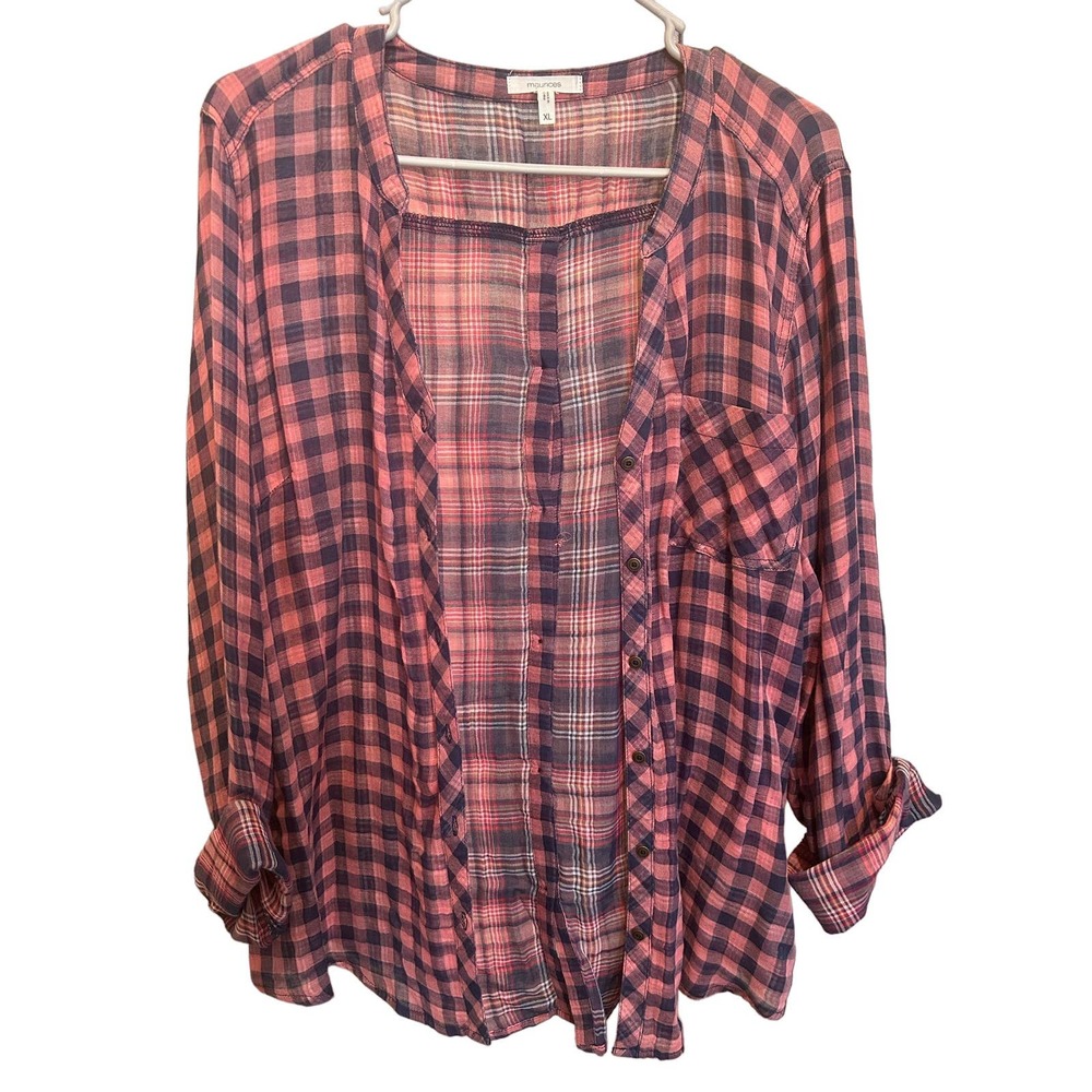 Maurice’s XL light weight button up plaid shirt